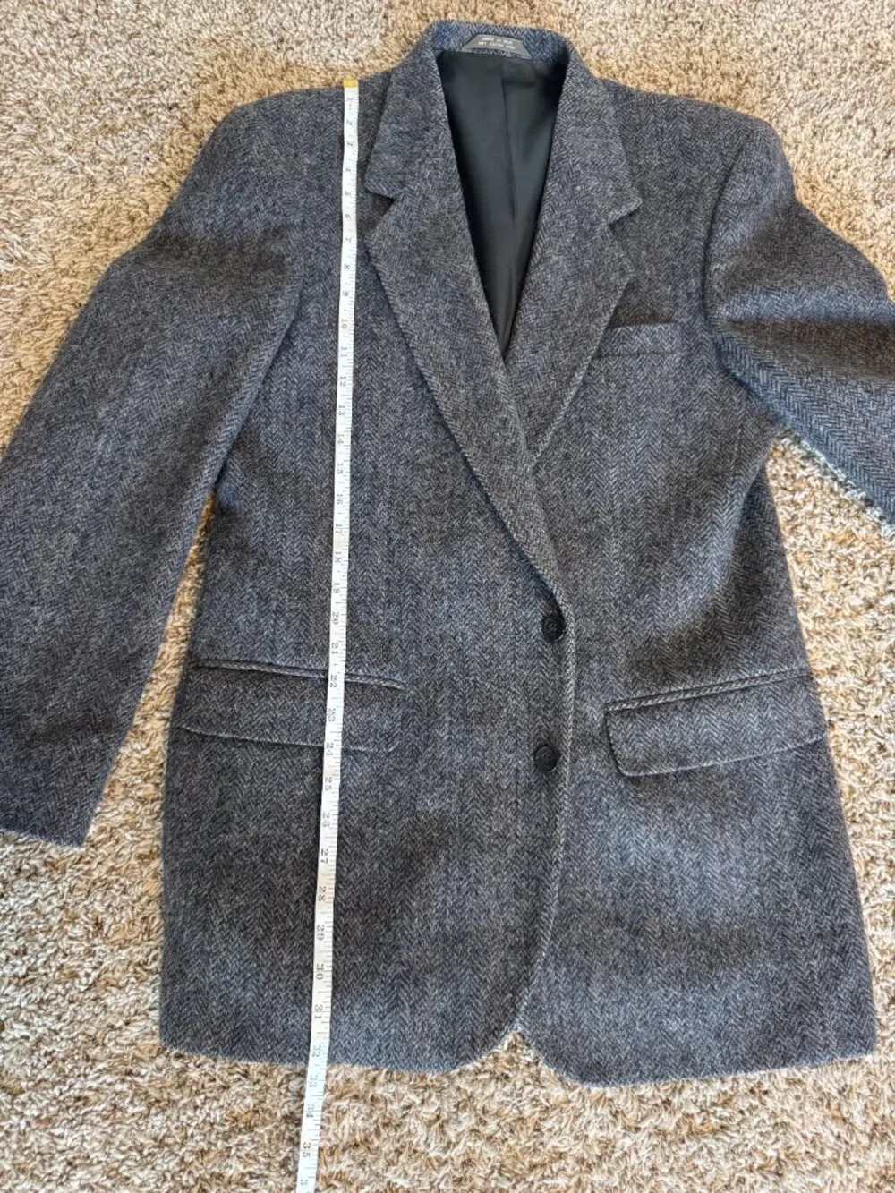 Vintage Haggar Gallery Gray Herringbone Blazer Sport Coat Made USA